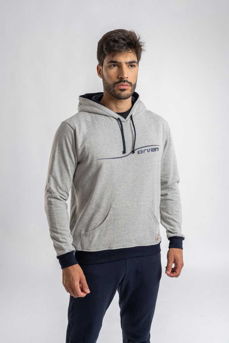 Sudadera con Capucha Player Gris Jaspeado - Orven Sport